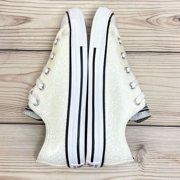 Converse Chuck Taylor All Star Low ‘Winter Glitter’ Youth 3 Junior Girls - White - Picture 4 of 16